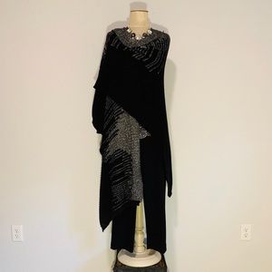Black Sweater Wrap with Metallic Lurex Thread.